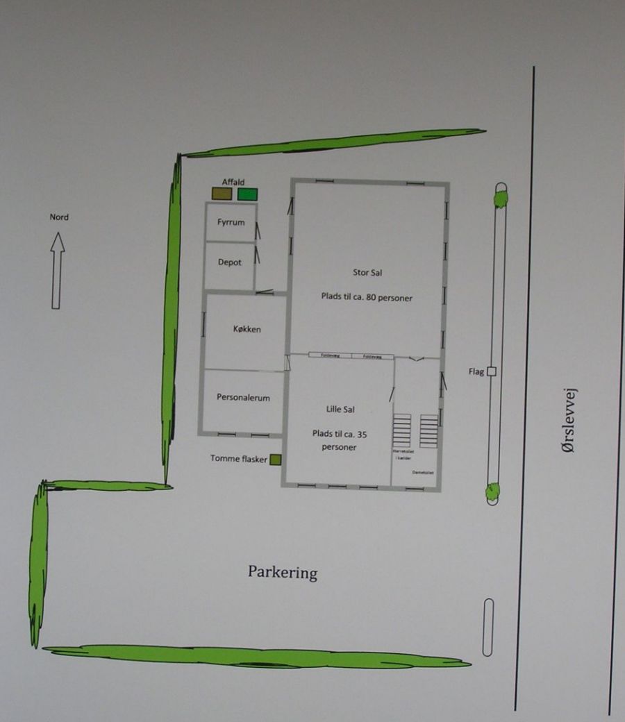 Plantegning af forsamlingshuset